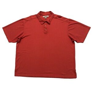 Tommy Bahama Orange Silk & Cotton Blend Short-sleeve Polo Shirt